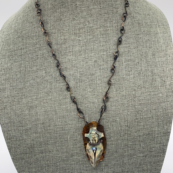 Buddha necklace copper polymer clay handmade chain - Picture 5 of 6